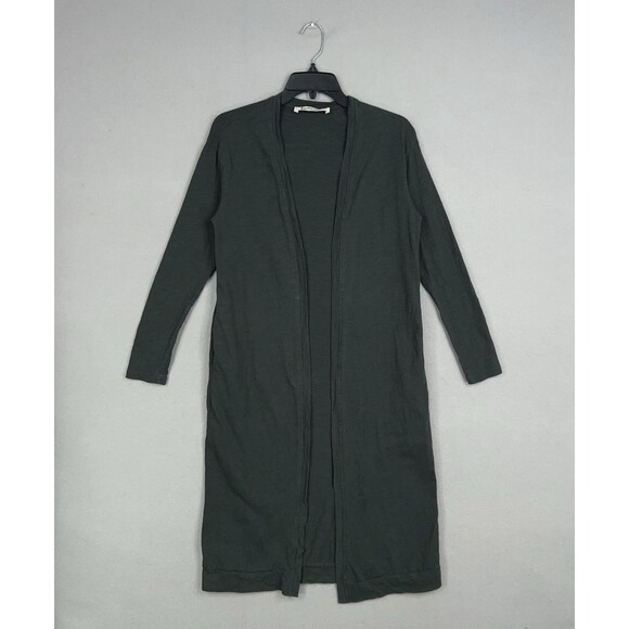 Three Bird Nest Cardigan Womens Small Forest Green Long Open Duster Pocket Drape - Picture 1 of 14